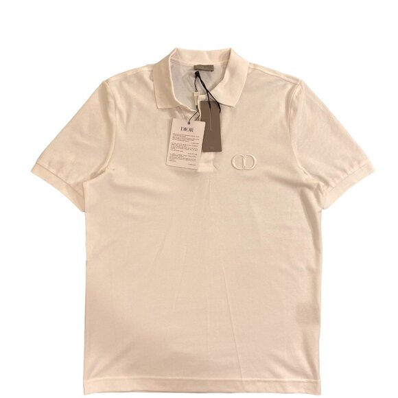 Men Fashion Essentials CD Icon Polo Shirt White Cotton Piqué Size-Small - Picture 1 of 9